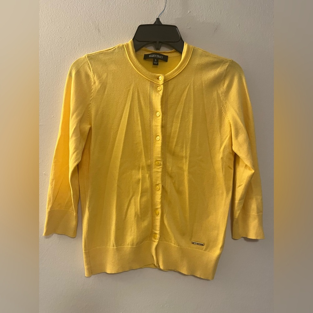 Ellen Tracy Canary Yellow Cardigan size S